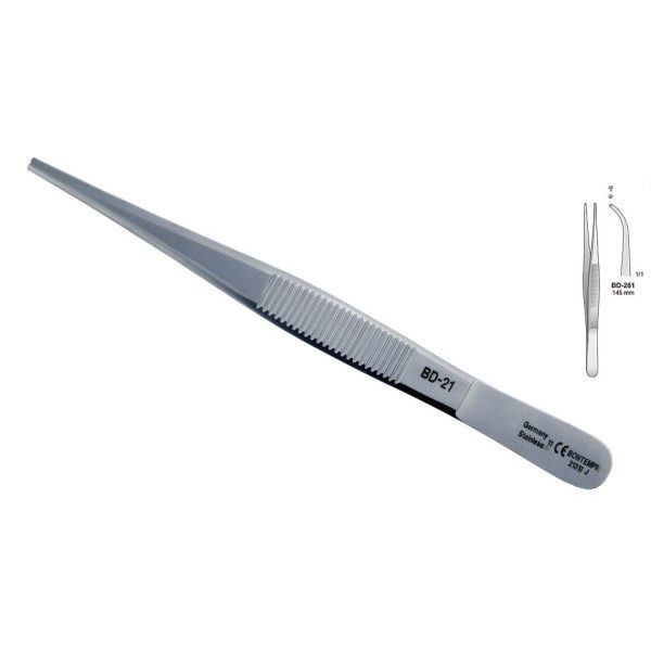 FORCEPS TISSUE CURVED TEETH 1 X 2 140MM