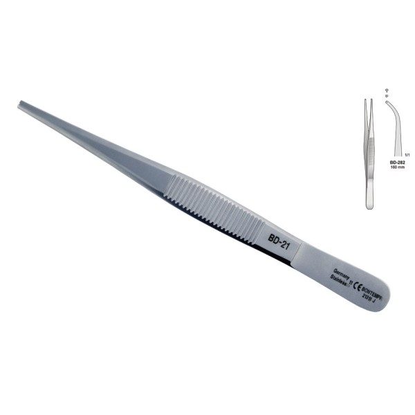 FORCEPS TISSUE CURVED TEETH 1 X 2 160MM
