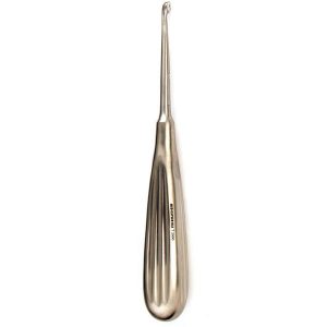 BRUN CURETTE HOLLOW HANDLE ANGLED OVAL CUPS 7" L.