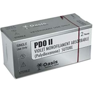 PDO Monofil Absorbable Suture: 3-0, FS-2 (19mm), 3/8 Reverse Cut, 30", Violet, 12 Count