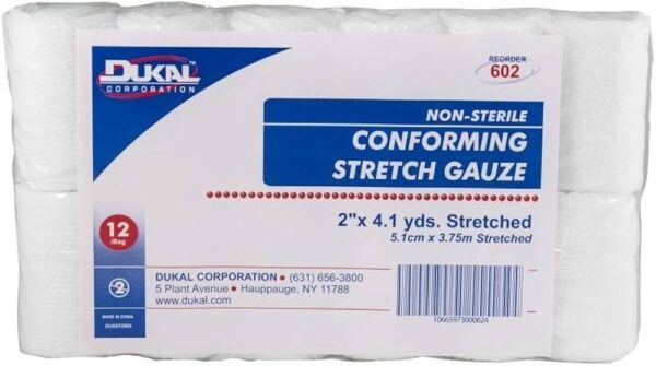 Stretch Gauze Bandage Roll: Non-Sterile, 2" x 4.1 yds, 12 Count