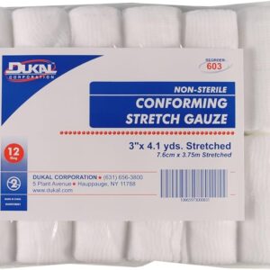 Stretch Gauze Bandage Roll: Non-Sterile, 3"x 4.1 yds, 12 Count