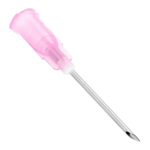 Hypodermic Needles with Plastic Hub: 18g x 1", Pink, 100 Count