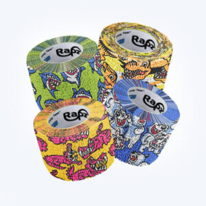 Rapz Latex Cohesive Bandage Roll: No Chew, Patterns, 3" x 5.5 yrds, 12 Count