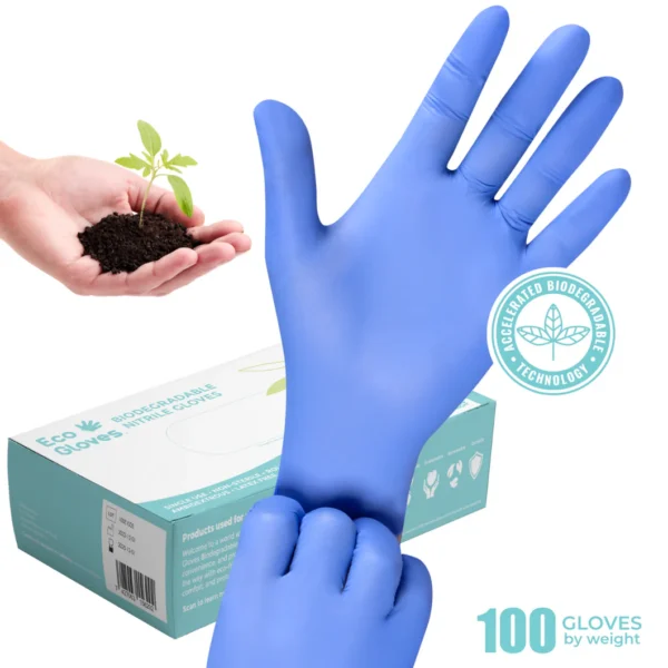 Biodegradable Nitrile Exam Gloves: Powder Free, Large, 100 Countg