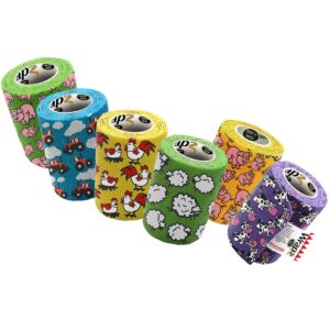 Rapz Cohesive Bandage Funny Farm Animals: 3", 12 Count