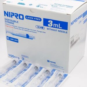 Nipro Syringe with Needle (Soft Pack): Sterile, 3ml, Luer Lock, 22 x 3/4", 100 Count