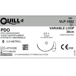 PDO Monofil Absorbable Suture: 0, CT-1 (36mm), 1/2 Taper, 30", Violet, 12 Count