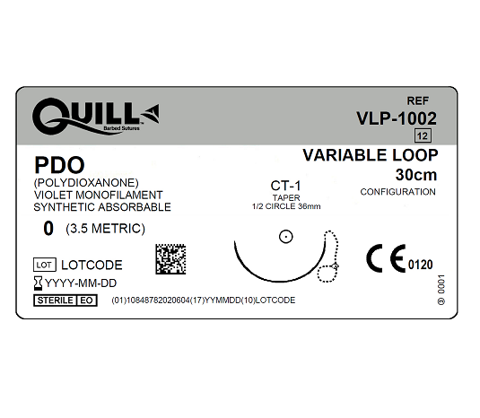 PDO Monofil Absorbable Suture: 0, CT-1 (36mm), 1/2 Taper, 30", Violet, 12 Count